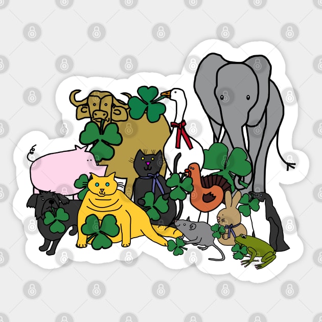 St Patricks Day Shamrock Animals Sticker by ellenhenryart